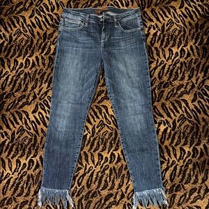 Women's Blue Frayed Hem Jeans